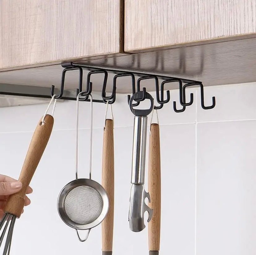Punch - Free Kitchen Cup Holder with 12 Double - Row Hooks – Space - Saving Cabinet Organizer for Mugs and Utensils - 62 Home Essentials