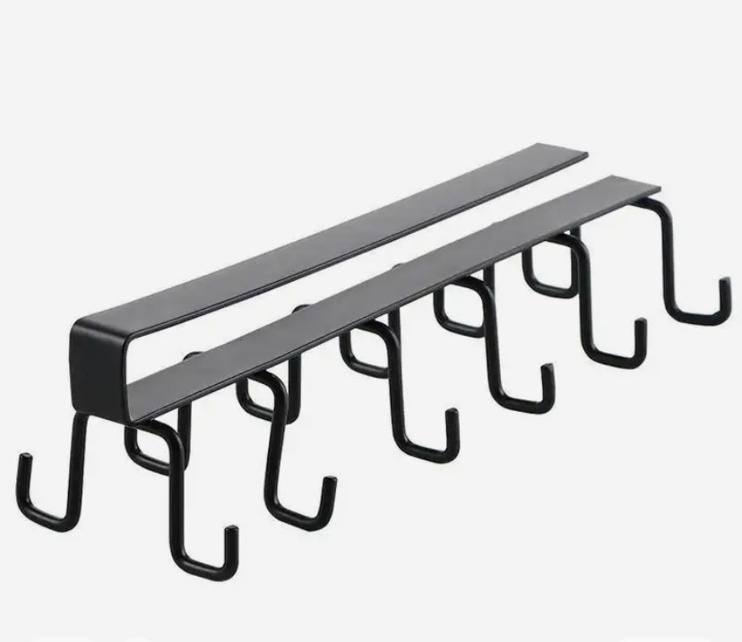 Punch - Free Kitchen Cup Holder with 12 Double - Row Hooks – Space - Saving Cabinet Organizer for Mugs and Utensils - 62 Home Essentials