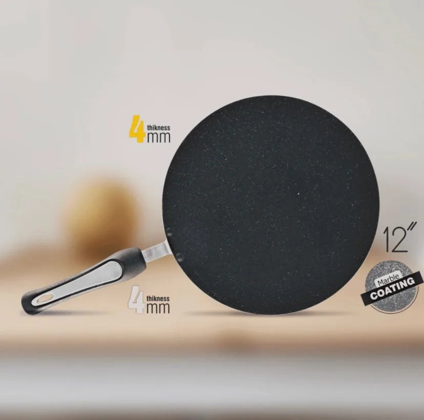 Majestic 30 cm Nonstick Marble - Coated Tawa with Special Handle - Perfect for Cooking Chapati and Roti - 62 Home Essentials