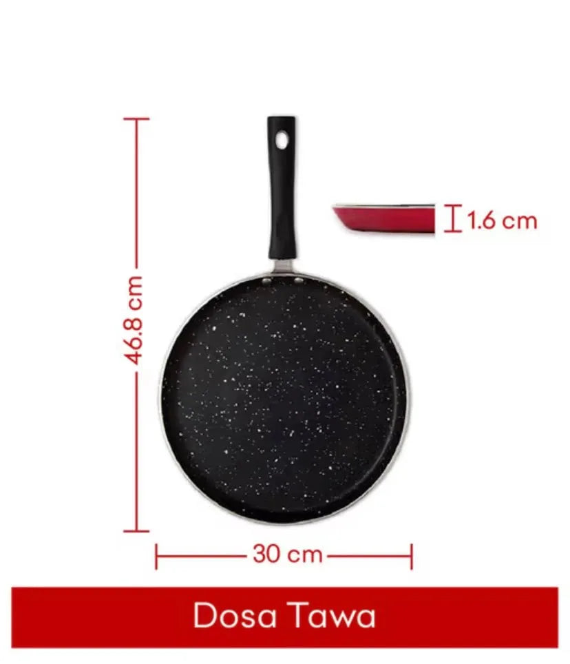 Dosa tawa with dimensions labeled on a white background