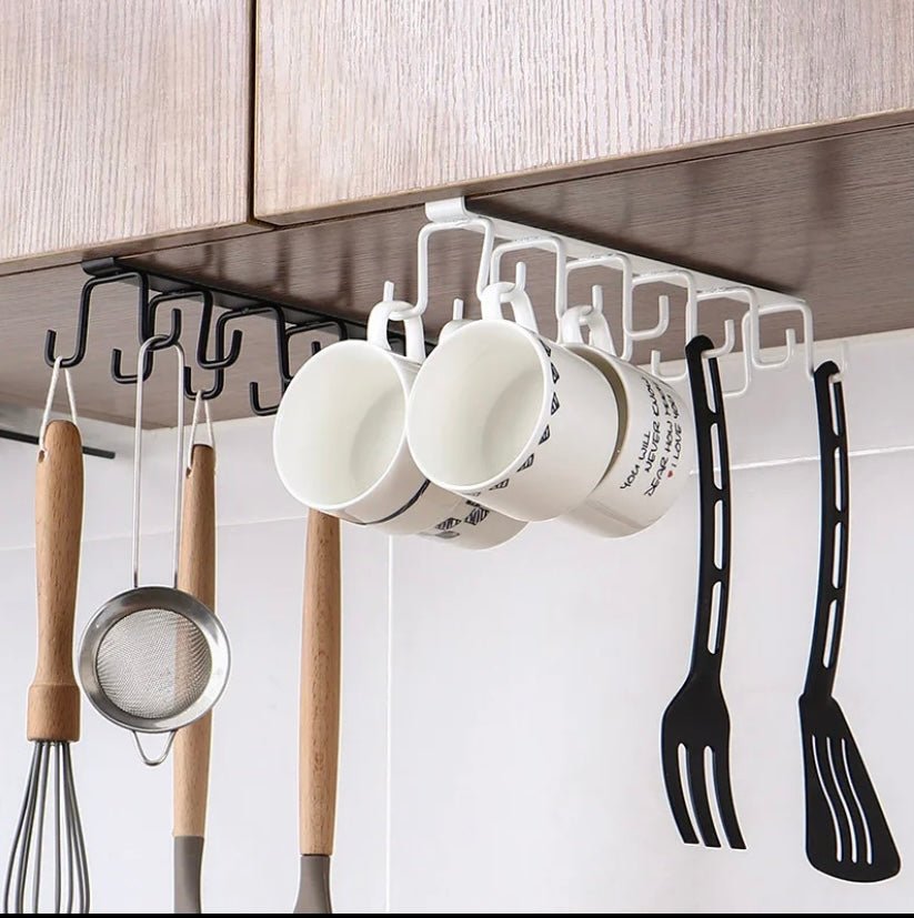 Punch - Free Kitchen Cup Holder with 12 Double - Row Hooks – Space - Saving Cabinet Organizer for Mugs and Utensils - 62 Home Essentials