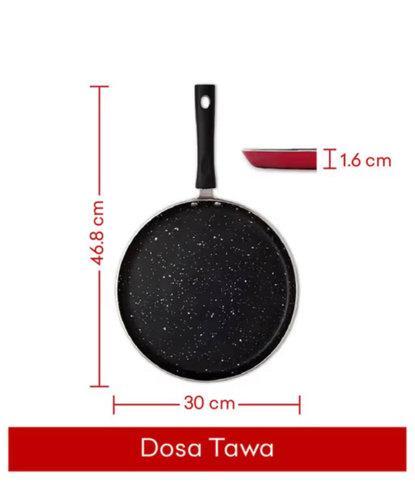 Majestic 30 cm Nonstick Marble-Coated Tawa with Special Handle - Perfect for Cooking Chapati and Roti